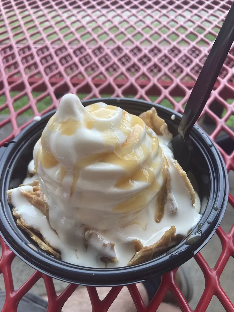 Waffle Sundae with Caramel Sauce